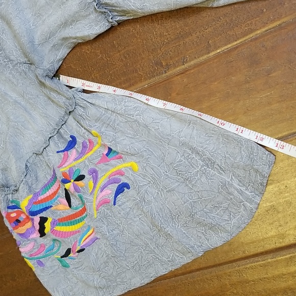 Judith March Bell Sleeve Embroidered Tunic Grey Top - Picture 9 of 12